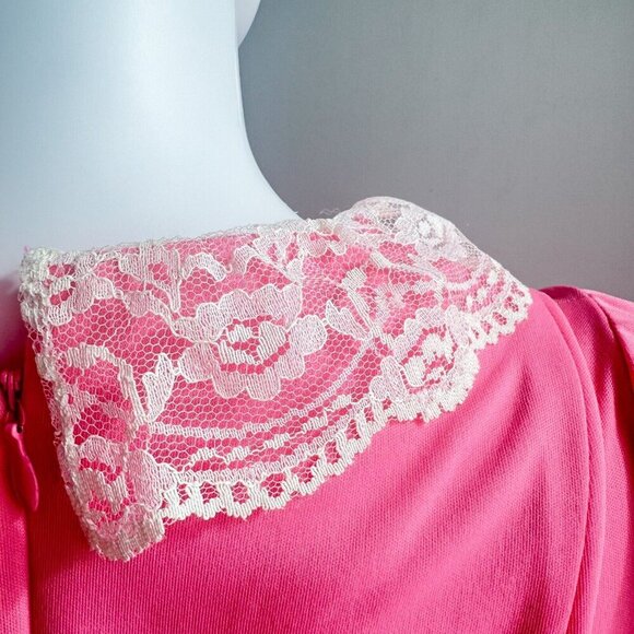 Vintage Barbie Pink Lace Detail Empire Waist A Line Maxi Dress S - Picture 9 of 9